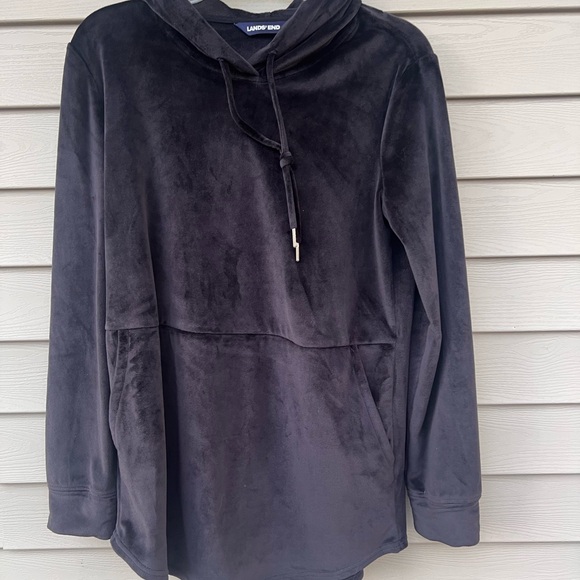 Lands End Velour Hooded Pull Over Warm Top - Picture 9 of 12